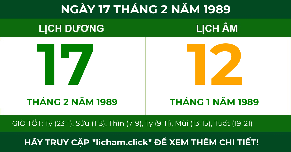 lịch âm ngày 17 tháng 2 năm 1989