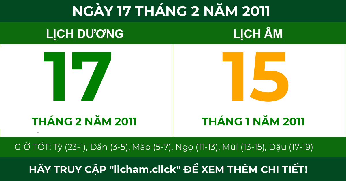 lịch âm ngày 17 tháng 2 năm 2011