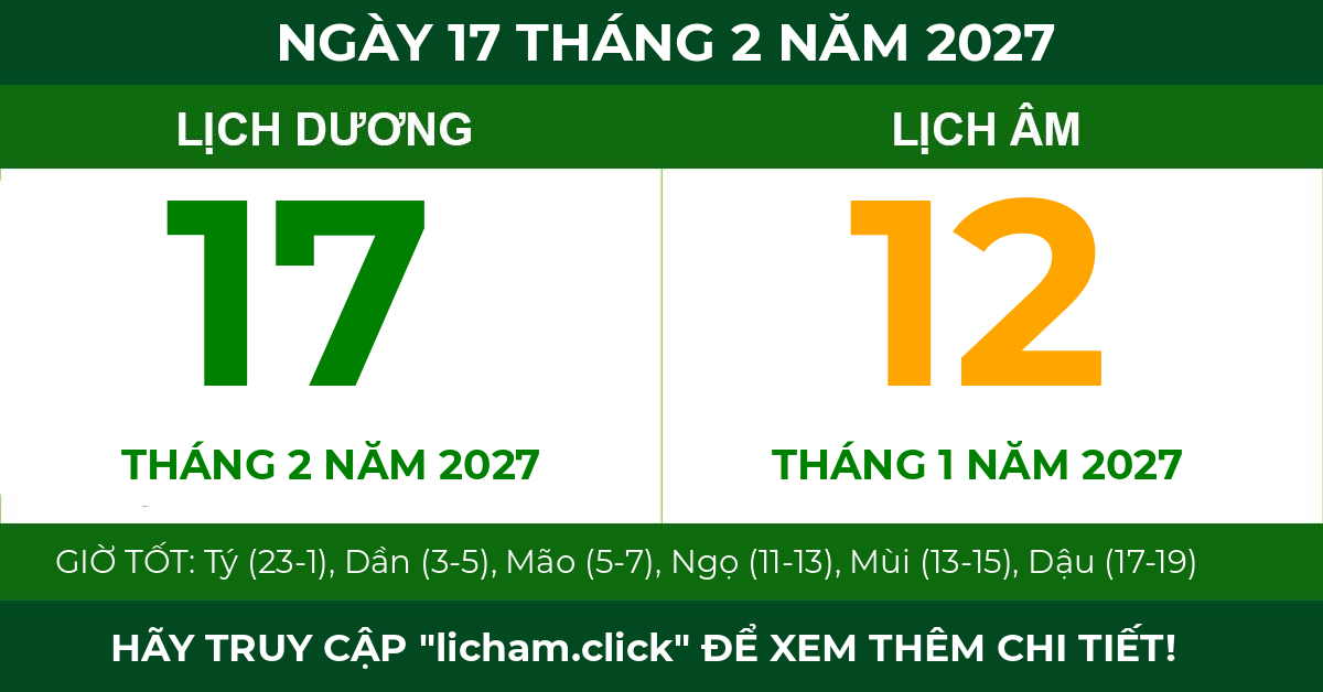 lịch âm ngày 17 tháng 2 năm 2027