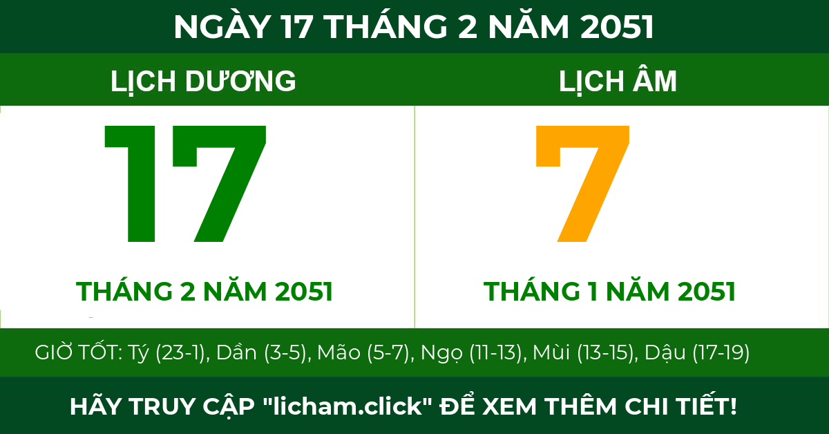 lịch âm ngày 17 tháng 2 năm 2051
