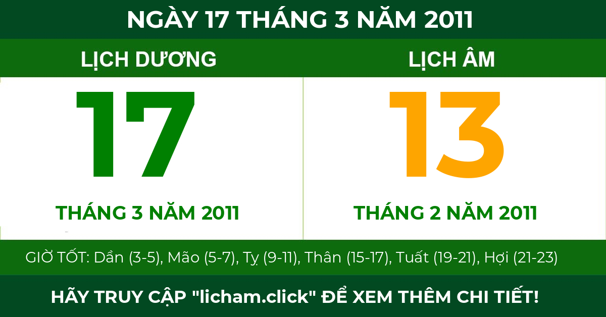 lịch âm ngày 17 tháng 3 năm 2011