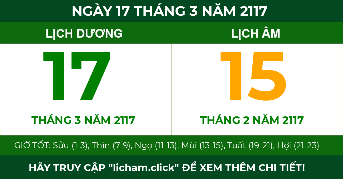 lịch âm ngày 17 tháng 3 năm 2117