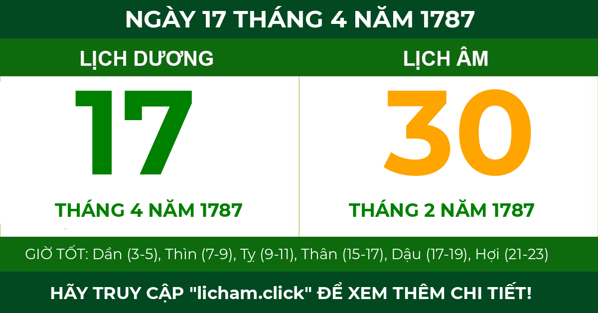 lịch âm ngày 17 tháng 4 năm 1787