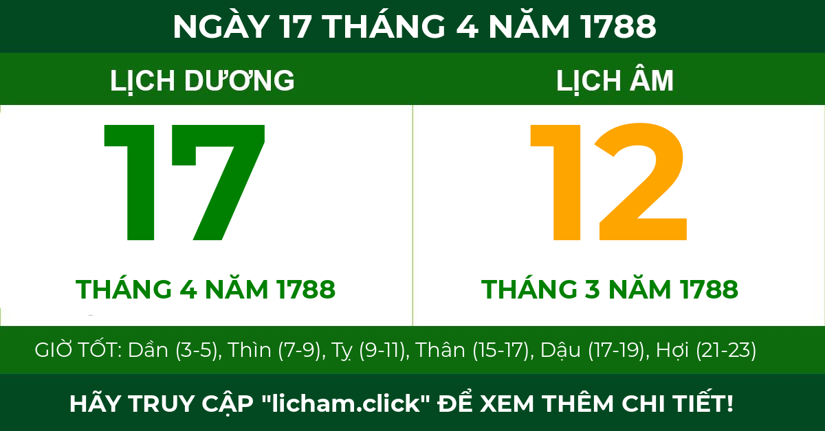 lịch âm ngày 17 tháng 4 năm 1788
