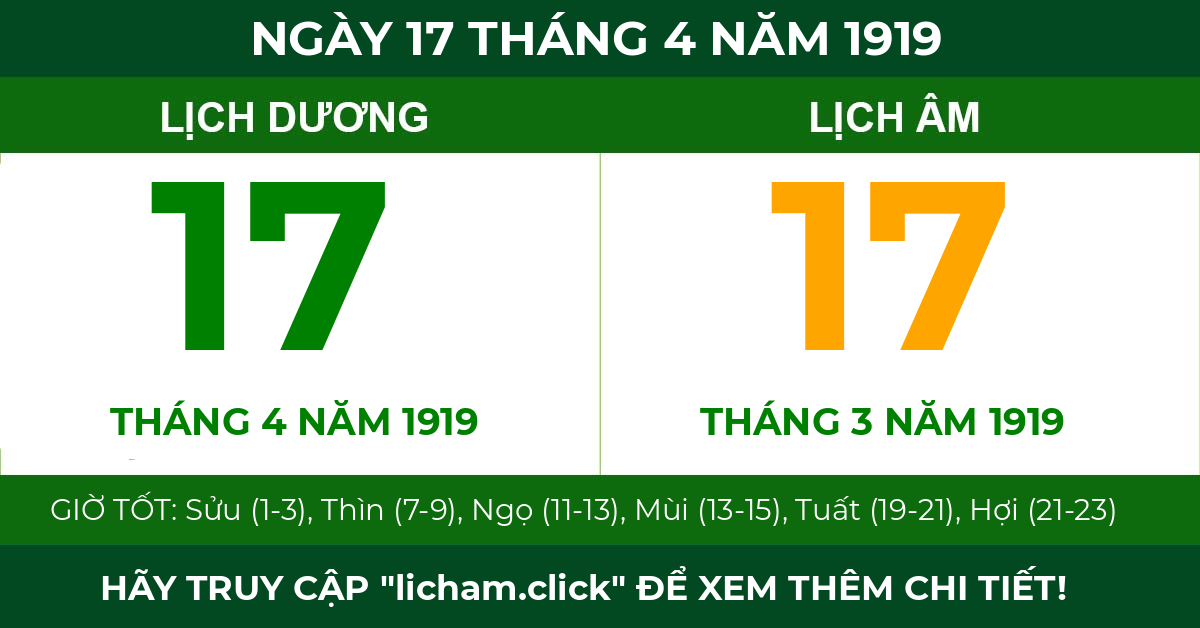 lịch âm ngày 17 tháng 4 năm 1919