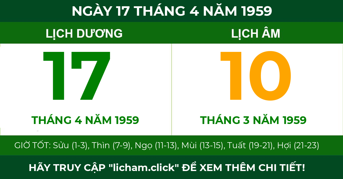 lịch âm ngày 17 tháng 4 năm 1959