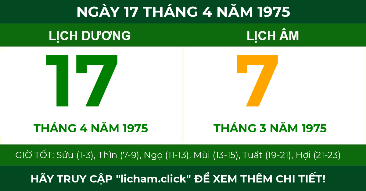 lịch âm ngày 17 tháng 4 năm 1975