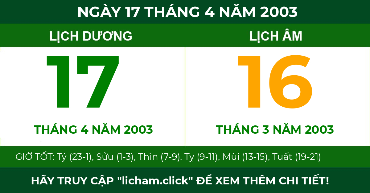 lịch âm ngày 17 tháng 4 năm 2003