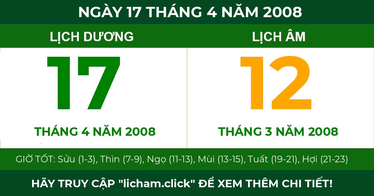 lịch âm ngày 17 tháng 4 năm 2008