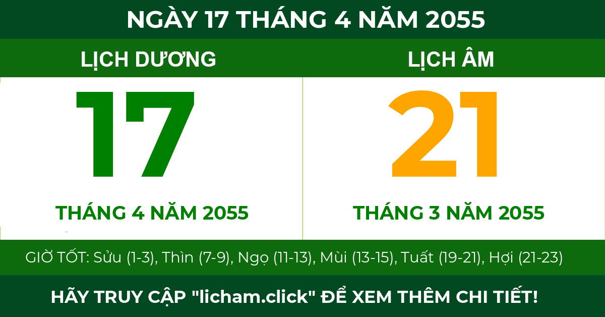 lịch âm ngày 17 tháng 4 năm 2055