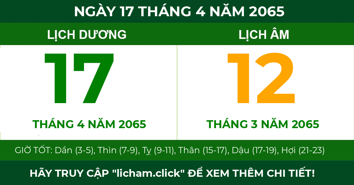 lịch âm ngày 17 tháng 4 năm 2065