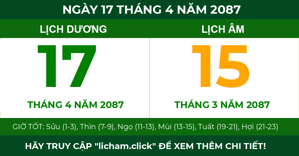 lịch âm ngày 17 tháng 4 năm 2087