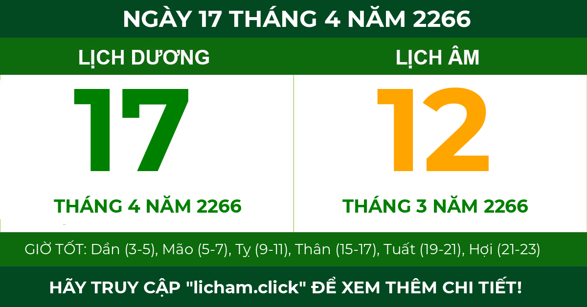 lịch âm ngày 17 tháng 4 năm 2266