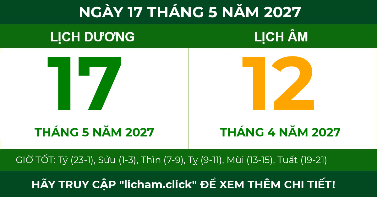 lịch âm ngày 17 tháng 5 năm 2027
