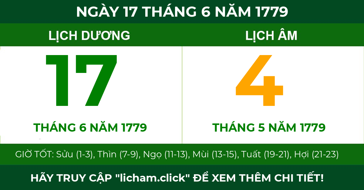 lịch âm ngày 17 tháng 6 năm 1779