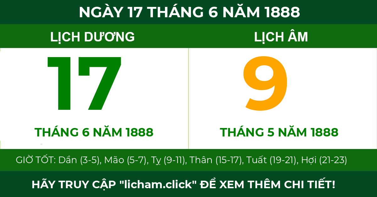 lịch âm ngày 17 tháng 6 năm 1888