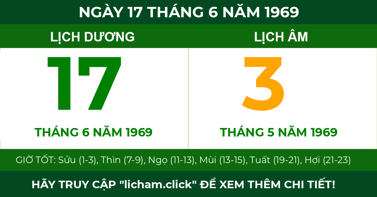 lịch âm ngày 17 tháng 6 năm 1969