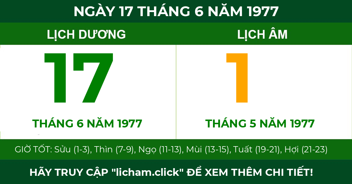 lịch âm ngày 17 tháng 6 năm 1977