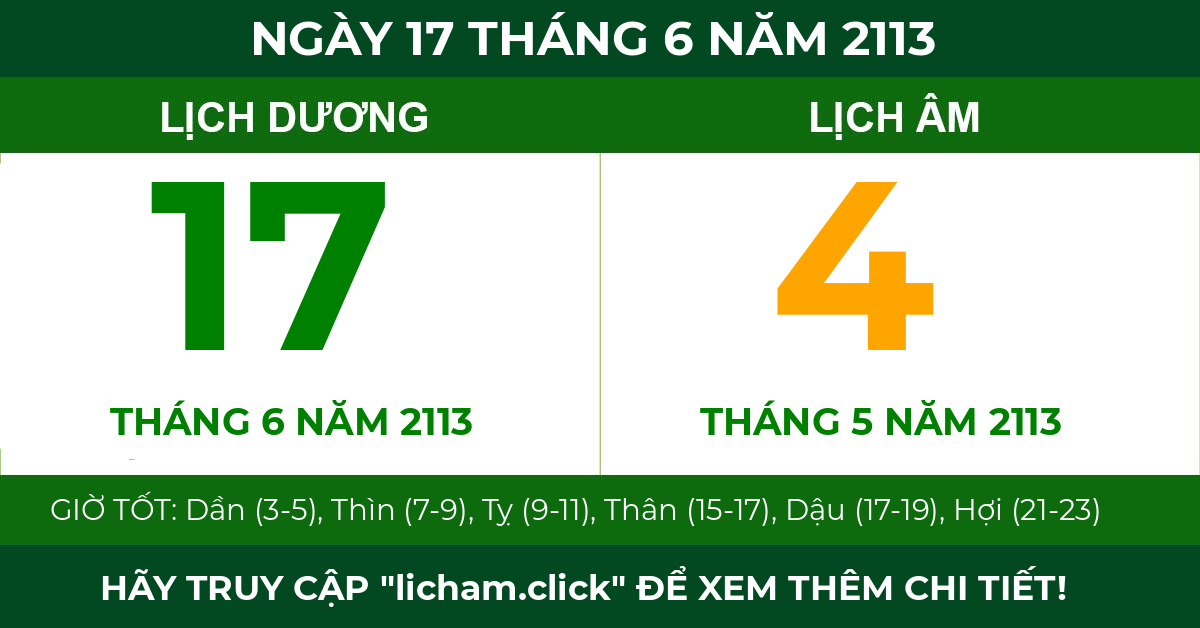 lịch âm ngày 17 tháng 6 năm 2113