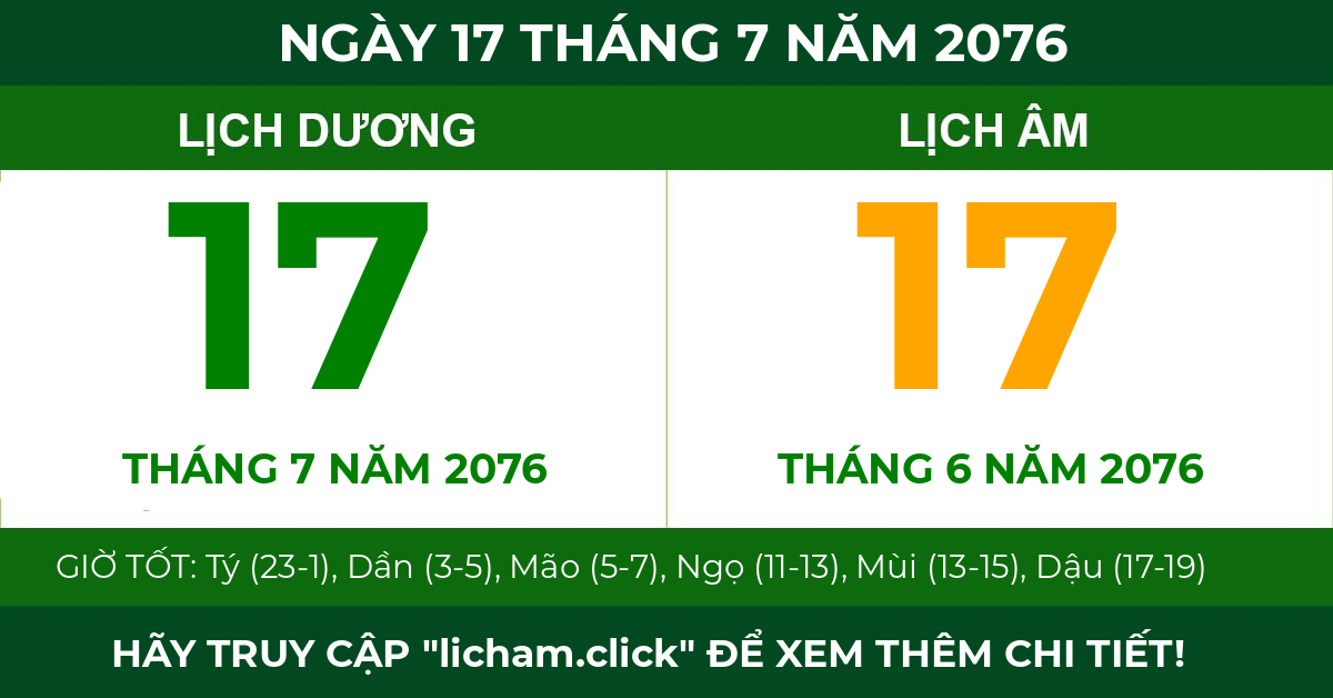 lịch âm ngày 17 tháng 7 năm 2076
