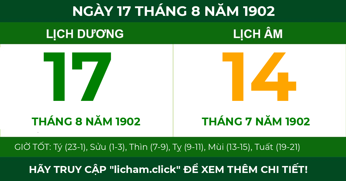 lịch âm ngày 17 tháng 8 năm 1902