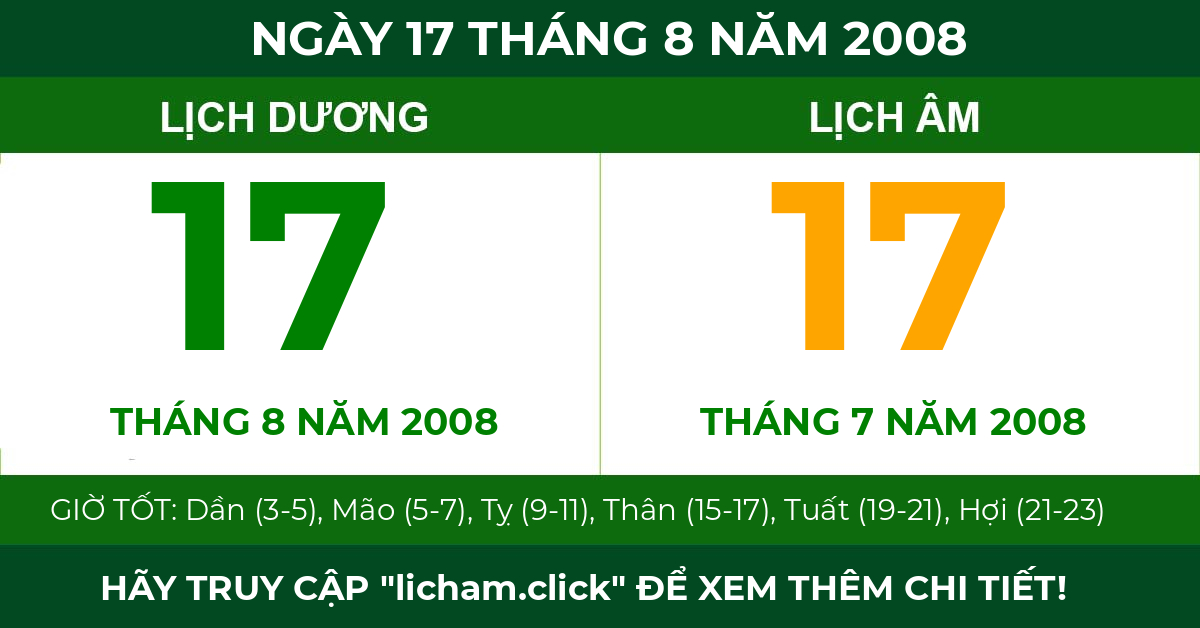 lịch âm ngày 17 tháng 8 năm 2008