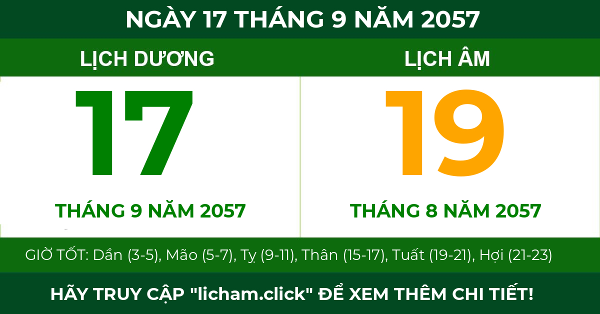 lịch âm ngày 17 tháng 9 năm 2057