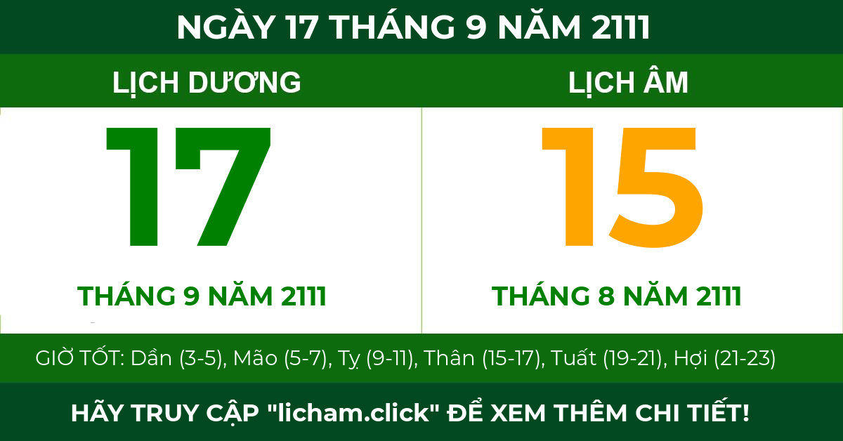 lịch âm ngày 17 tháng 9 năm 2111