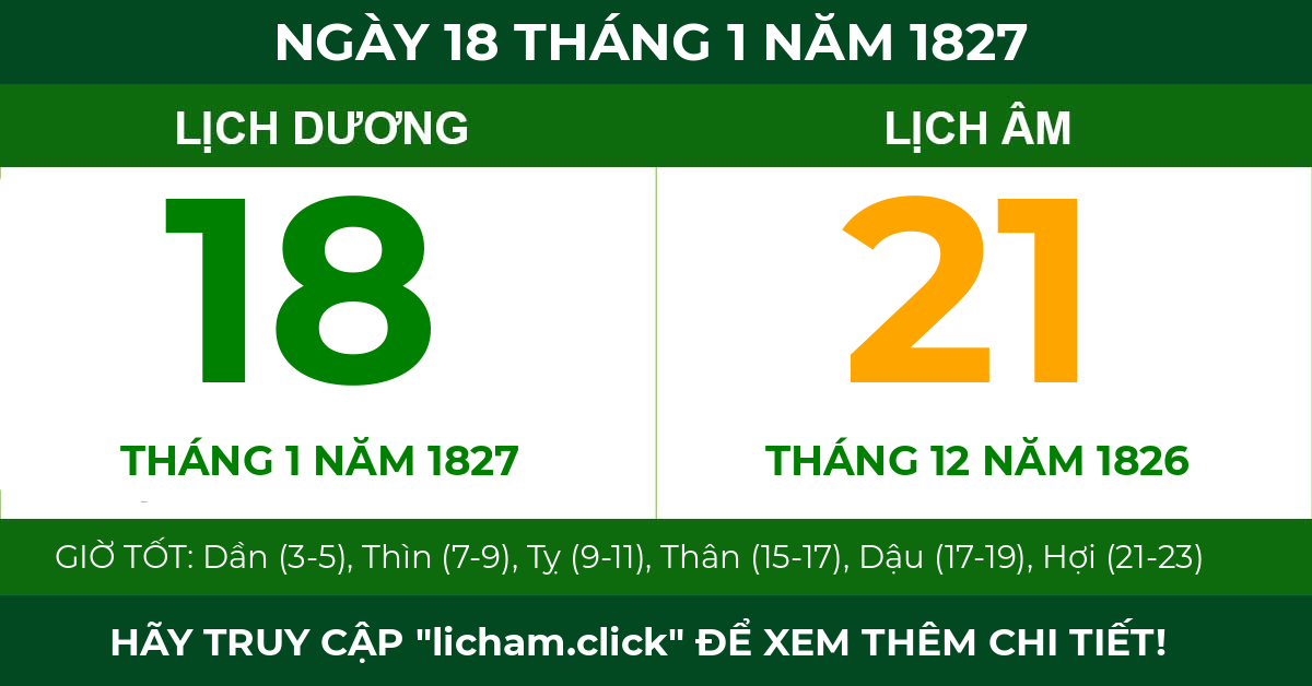 lịch âm ngày 18 tháng 1 năm 1827