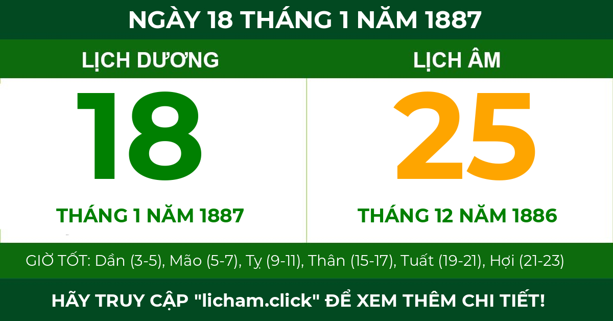 lịch âm ngày 18 tháng 1 năm 1887