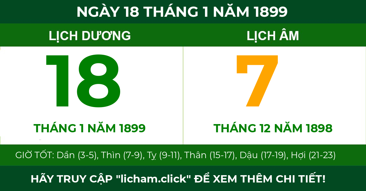 lịch âm ngày 18 tháng 1 năm 1899