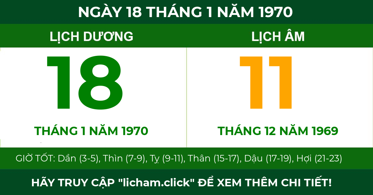lịch âm ngày 18 tháng 1 năm 1970