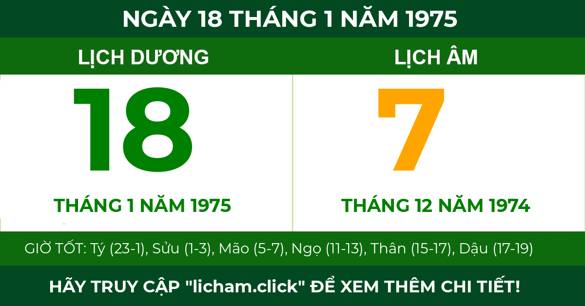 lịch âm ngày 18 tháng 1 năm 1975