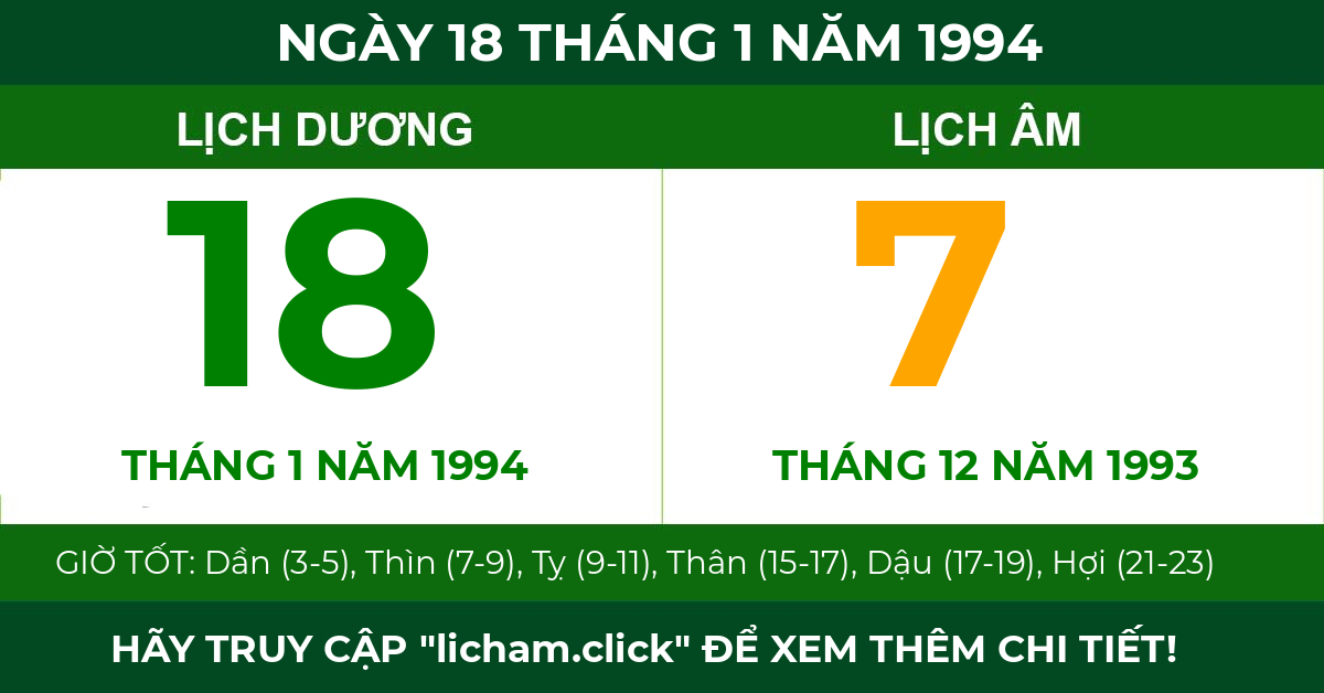 lịch âm ngày 18 tháng 1 năm 1994