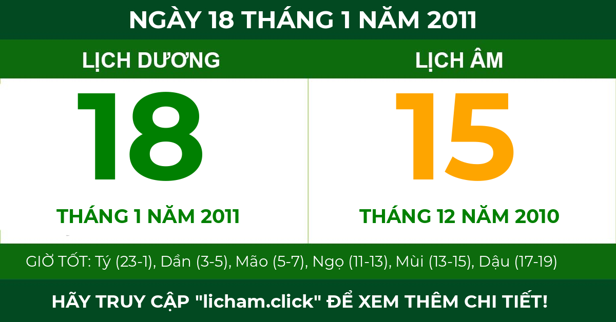 lịch âm ngày 18 tháng 1 năm 2011