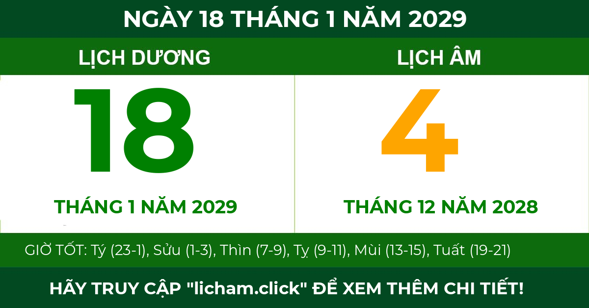 lịch âm ngày 18 tháng 1 năm 2029