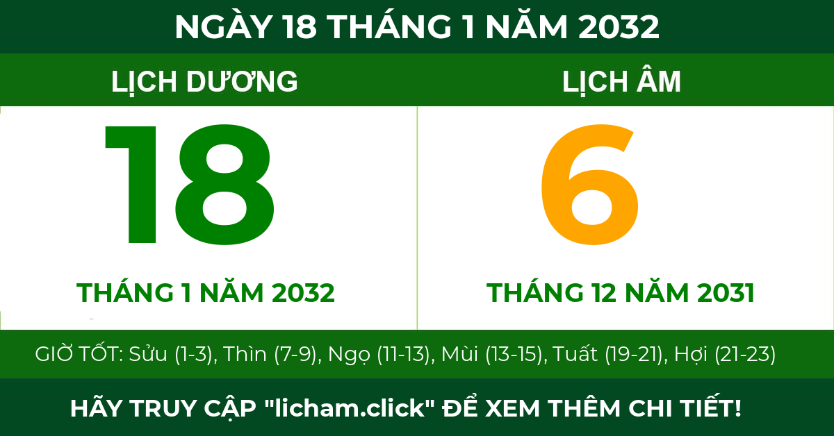 lịch âm ngày 18 tháng 1 năm 2032