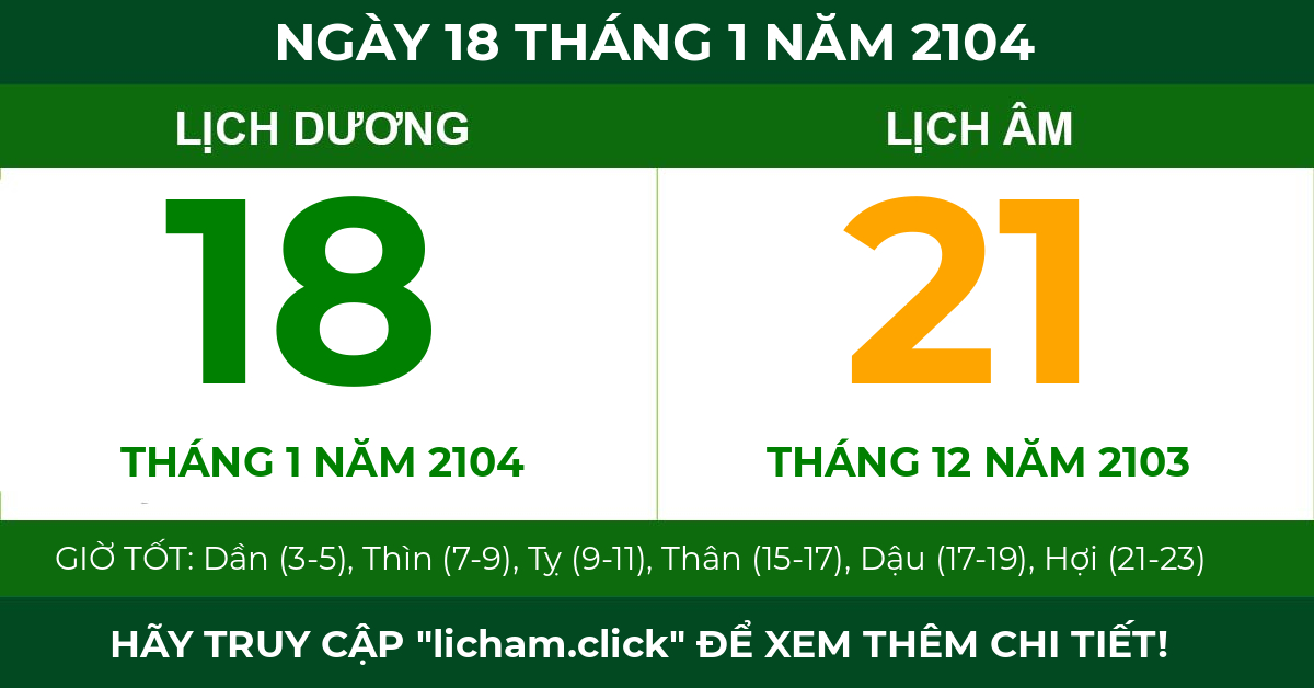 lịch âm ngày 18 tháng 1 năm 2104