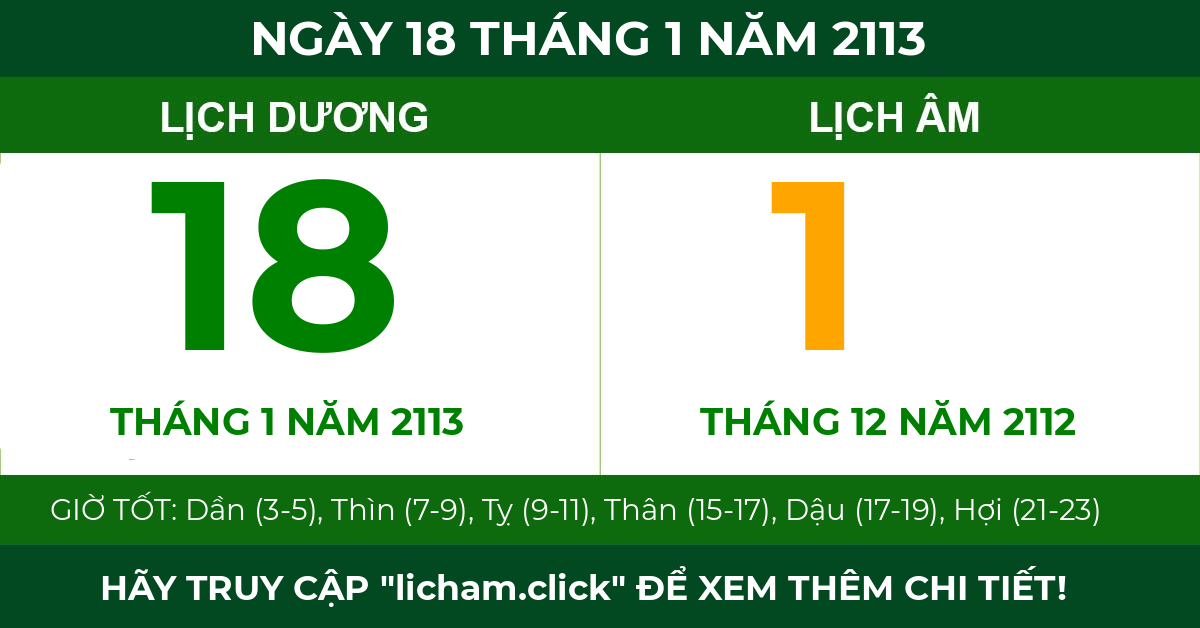 lịch âm ngày 18 tháng 1 năm 2113