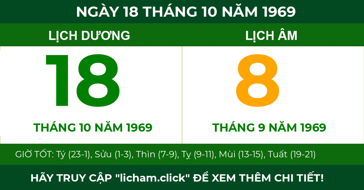lịch âm ngày 18 tháng 10 năm 1969