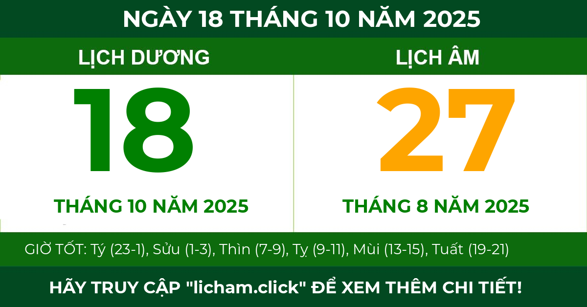 lịch âm ngày 18 tháng 10 năm 2025
