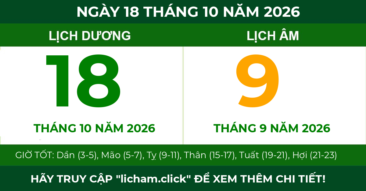 lịch âm ngày 18 tháng 10 năm 2026