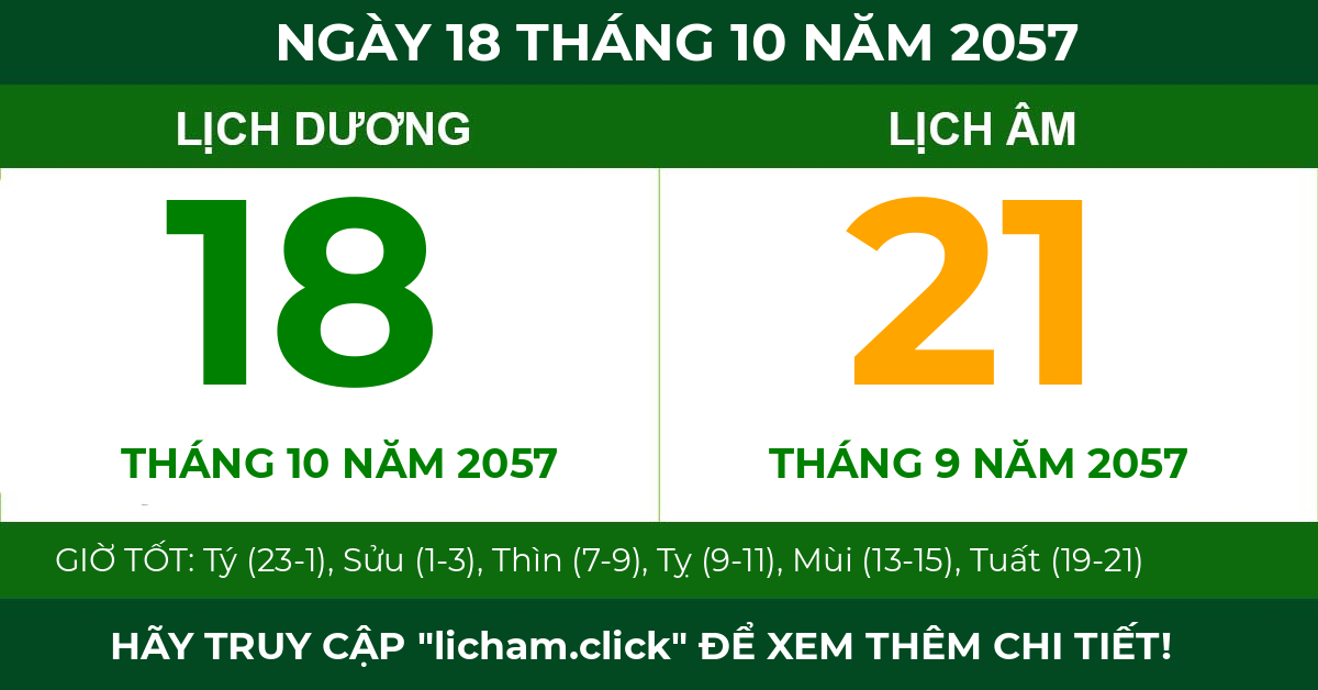 lịch âm ngày 18 tháng 10 năm 2057