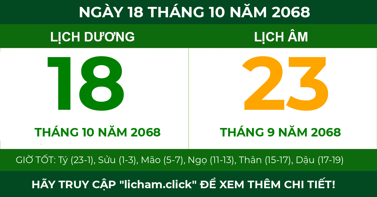 lịch âm ngày 18 tháng 10 năm 2068
