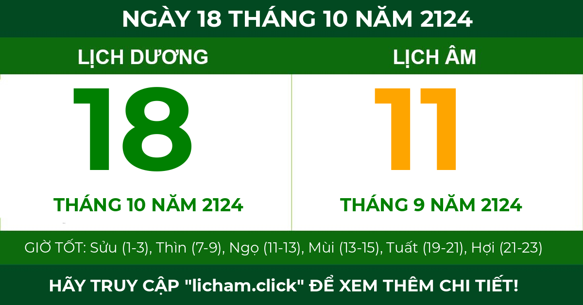 lịch âm ngày 18 tháng 10 năm 2124