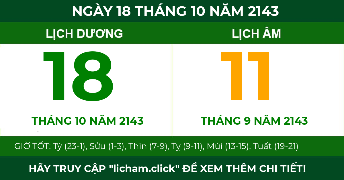 lịch âm ngày 18 tháng 10 năm 2143