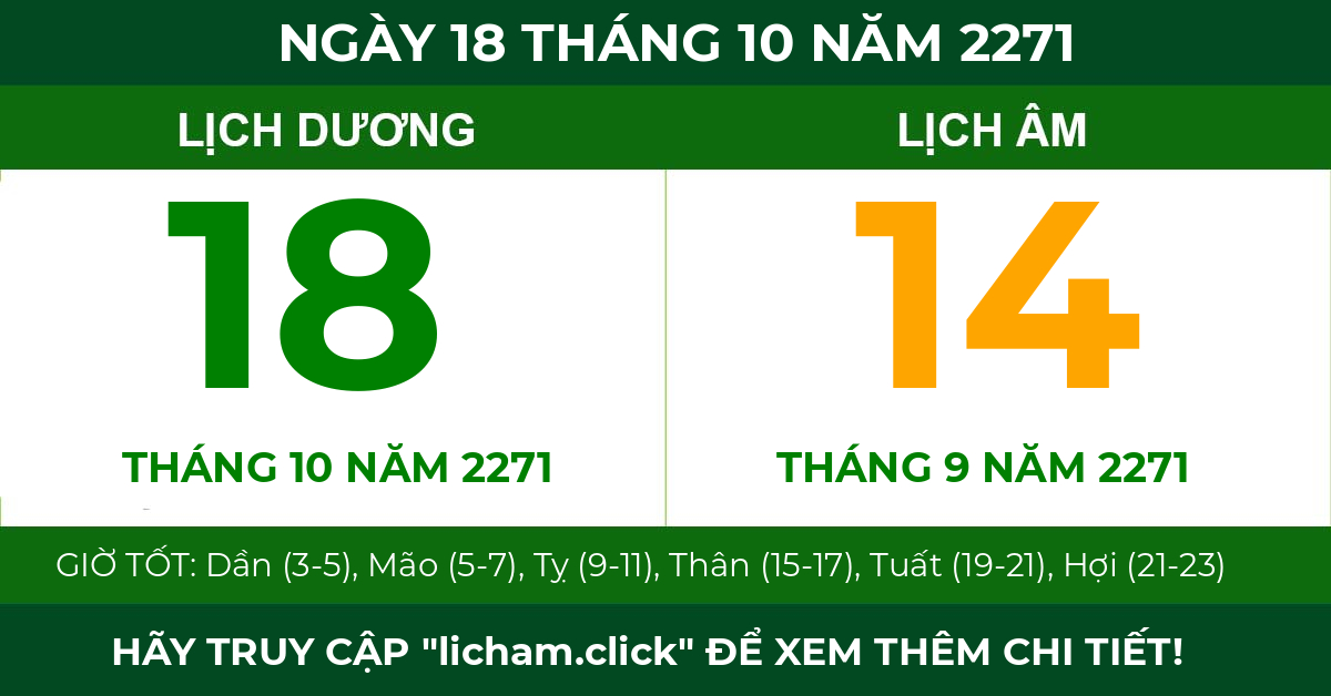 lịch âm ngày 18 tháng 10 năm 2271