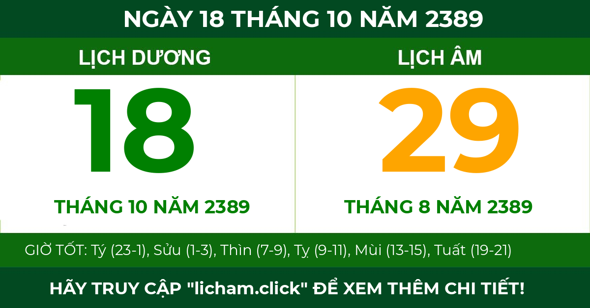 lịch âm ngày 18 tháng 10 năm 2389