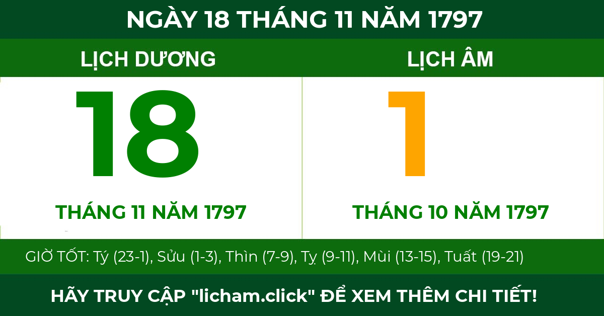 lịch âm ngày 18 tháng 11 năm 1797