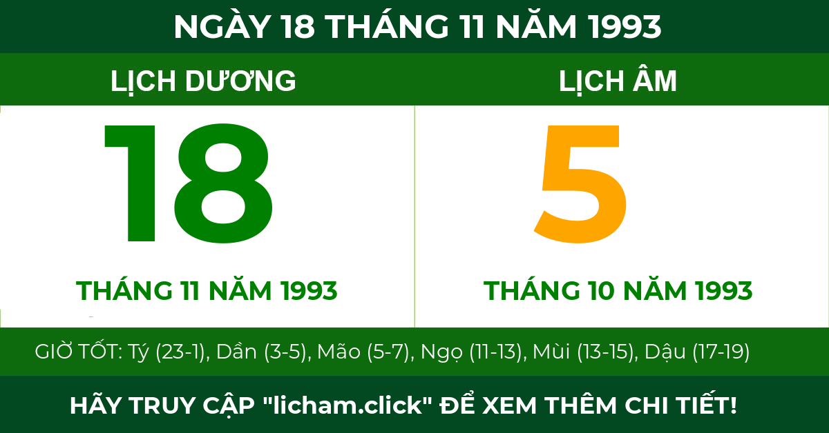 lịch âm ngày 18 tháng 11 năm 1993